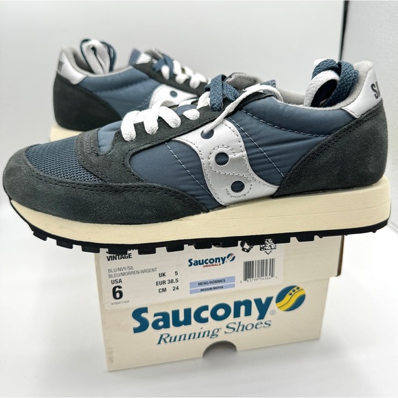 NWT Saucony Jazz Vintage Classic Sneakers Navy Blue White Silver Original Shoes - Picture 4 of 16